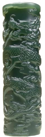 China Natural Hetian Nephrite Green Jade Carved Royal Dragon Pendant Amulet