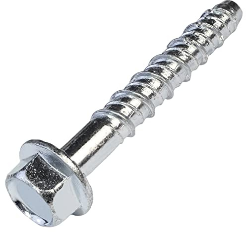 AERZETIX - C57357 - Set med 10 betongskruvar sexkantshuvud med fläns 7,8 x 50 mm - direktfäste utan plugg - för 6-sidig nyckel 10 mm - i stål - för renovering konstruktion
