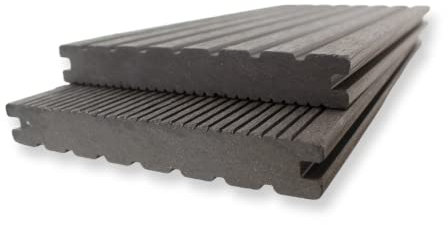 Gartenwelt Riegelsberger WPC Terrassendiele Vollprofil 20x145 mm Anthrazit Länge 90 cm Terrassen Dielen