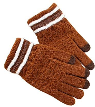 Kletterhandschuhe,Damen Winterhandschuhe Warmes Fleecefutter Strickhandschuhe Braun Jacquard Touchscreen Handschuhe Unisex Stretch Handschuhe Sport Wanderhandschuhe Für Damen Herren