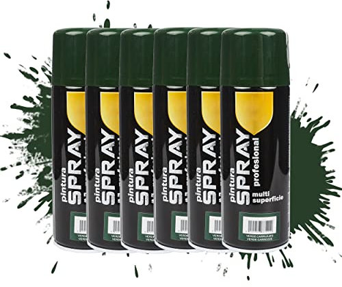 Etrexonline Pintura Spray Multicolor Profesional 400ml Adecuado Metal Madera y Plástico - Color Verde Carruajes (Paquete de 6)