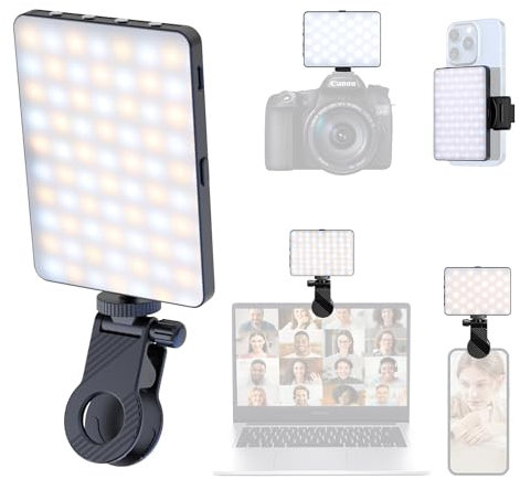Etentous LED Luz Selfie, 72 LED Luz de Video Profesional, Recargable CRI 90+ Luz de cámara, Foco Movil Luz Selfie con 3 Modos de Luz, Luz de Relleno para TikTok,Zoom,Fotografía,Videos (M15) (M15)