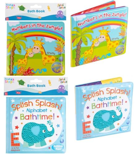 Baby Bath Books 2 pack | Floating Fun Educational Learning Toys for Toddlers & Kids