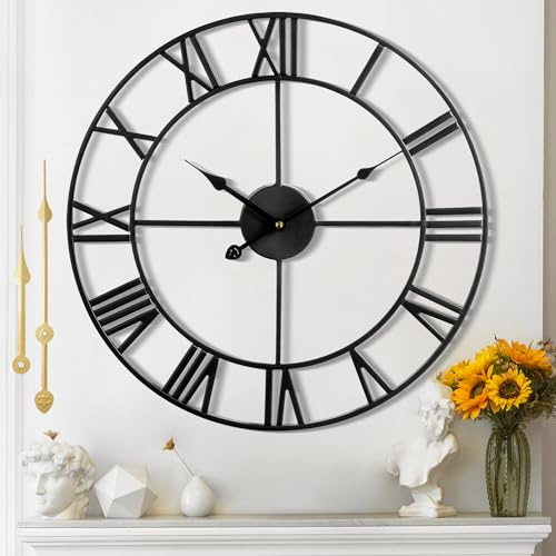 Mee 2ou Orologio Da Parete Moderno E Vintage, Orologio Da Parete Grande Silenzioso Senza Ticchettio, Disponibile In 40 cm, 47 cm, 60 cm, 80 cm, 100 cm, Ideale Per Soggiorno, Cucina, Ufficio
