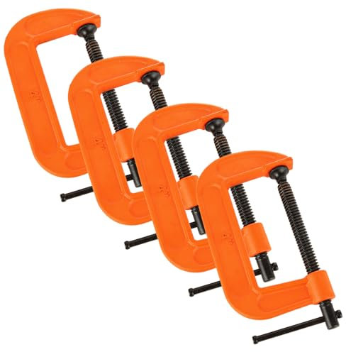 ASelected 4Pcs G Clamp 4Inch (100Mm) Heavy Duty Screw G-Clamps- Industrial Strength C Clamp Set for Woodworking Welding Building Automotive Repair 4-Inch Jaw Opening(Orange)
