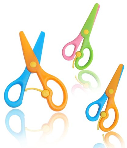 2Pcs Toddlers Training Scissors, Plastic Safety Scissors, Cute Scissors Colorful, Craft Scissors for Kids, Toddlers, DIY Craft Projects, Preschool Training Scissors Recommended by Teachers