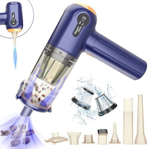 Tiazhan Car Vacuum Cleaner Cordless, 15000Pa Handheld With Powerful Suction, Rechargeable Portable Mini for Pet Hair Home Office With Upgraded LED Display