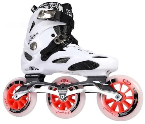 YYingYYue Patines De Ruedas para Hombre Y Mujer, Patines En Línea De 3 Ruedas para Adultos, Patines En Línea Profesionales Unisex, Patines De Carreras De Velocidad, Forro Desmontable,Blanca,37