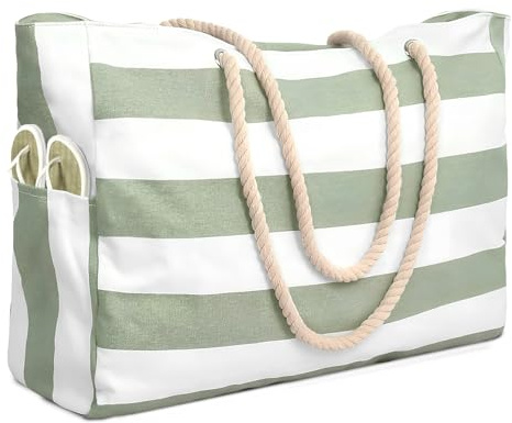 ACTOYS Sac de Plage Femme, Sac de Plage xxl Famille Pliable, Sac Cabas Plage Homme Femme xxl Extra Large Famille pour Voyages à Plage, Piscine, Fitness 51x16x36cm (Vert)