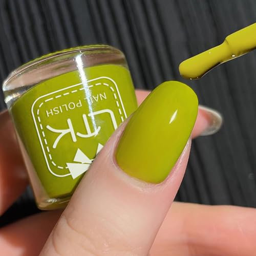 Green Nail Polish - Nail Varnish Quick Dry - Long Lasting Breathable Lime Green Nail Polish - Water Based Burgundy Nail Varnish - No Need Cure Chip Resistant for Women DIY Manicure