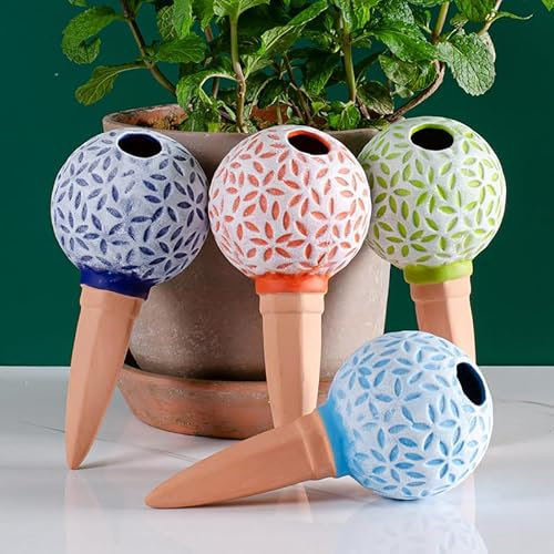 SilverChry Irrigazione a Goccia Automatica, Coni Annaffiatori per Vasi, Dosatore Acqua Piante, Sfere per Irrigazione, Automatiche per Irrigazione Piante, Vasi Terracotta per Giardino Balcone (Fiore)