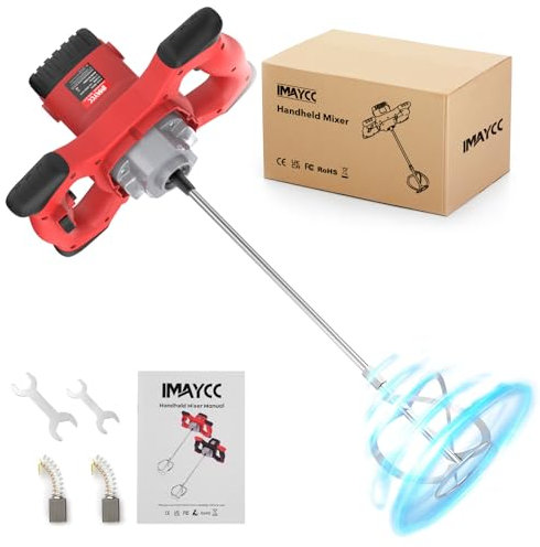IMAYCC New Cement Mixer, 2100W Paddle Mixer, Concrete Mixer with 6 Speed, Plaster Mixer, Paint Mixer, Mixing Paddle for Drill, Concrete Tools, Ideal for Mixing Feed, Plaster, Paint, Cement,Mortar etc.