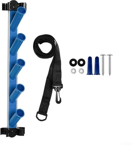 MoSundi Étagère pour accessoires de piscine pour l'extérieur, étagère de rangement en PVC durable avec design à 5 ou 4 trous, organiseur de piscine peu encombrant (bleu)