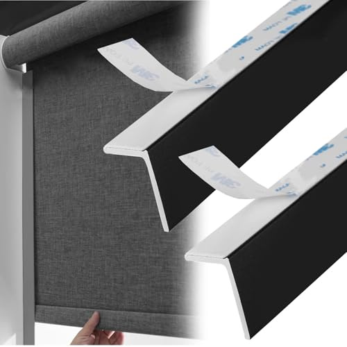 PVC Blinds Light-Blocking Strips Self Adhesive, Light Blocking Strips L-Shaped Blackout Light Blockers Side Tracks, Interior Window Gap Edge Strip Privacy Custom(Black,34in/86cm)