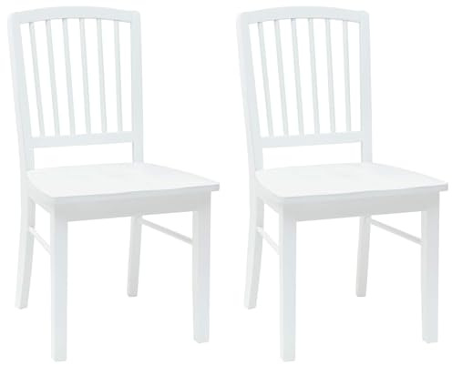 vidaXL Dining Chairs 2 pcs White 50 x 52.5 x 91 cm Solid Rubber Wood, Elegant Dining Chair, Modern Seating, Functional Rubber Wood Furniture, Comfortable Home Decor, Minimalist Set