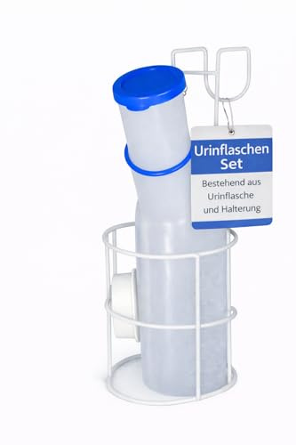 BUXMED Urinflaschen Set für Männer – Urinflasche & Halterung, Pinkelflasche für Männer, Urinflasche für unterwegs, Inkontinenz Männer, Urinente