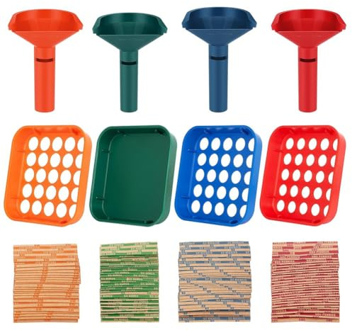 Gishbjka Vassoio Separatore Monete e Tubo Separatore Monete 4 Vassoi Separatori Monete Codificati A Colori con 100 Pezzi di Involucri per Monete Assortiti