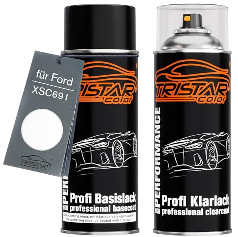 TRISTARcolor Billack sprayburk för Ford XSC691 Diamond White + klarlack