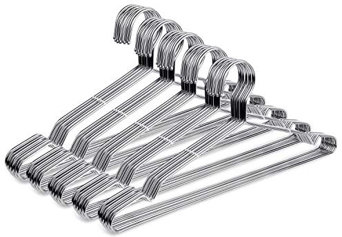 Fayleeko Stainless Steel Wire Hangers - 50 Pack Heavy Duty, Space Saving 16.5 inch Ultra Thin Coat Hangers