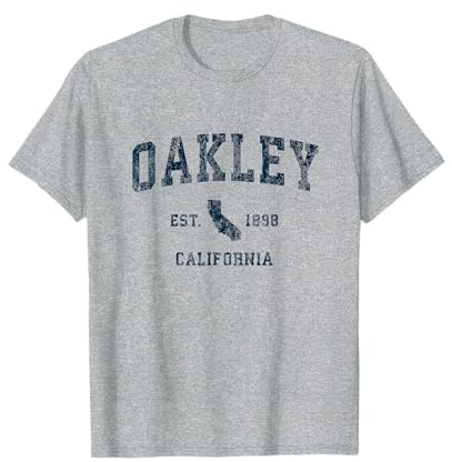 Oakley California CA Vintage Sports Design Navy Print T-Shirt