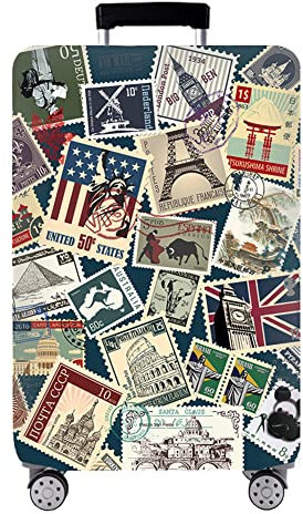 OuLi Store Kofferhülle Elastisch Kofferhülle Bambus Kohlefaser 18-32 Zoll Kofferschutzhülle Gepäck Cover Reisekoffer Hülle Kofferschutz Luggage Cover Gepäckabdeckung (Stempel, XL-29-32 Zoll)