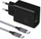 MatauMahi 30W USB C Ladegerät mit 2m Typ C Ladekabel, 2-Port Netzteil/Stecker und Kabel, Schnellladegerät/Adapter mit PD, Kompatibel mit iPhone 16 15 Pro Max/Plus/Samsung S24/S23 Google Pixel 9 8 7 6