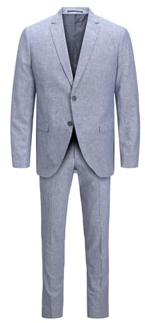 Jack & Jones Blazer et Pantalon JPRRIVIERA pour Homme, Coupe ajustée, Bleu Chambray/Coupe : Coupe ajustée, 66 Grande Taille