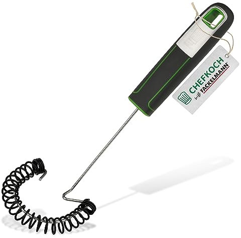 CHEFKOCH Spiralbesen Premium – Perfekt für Eischnee, Sahne & Co – Silikonummantelte Edelstahldrähte auch für beschichtetes Kochgeschirr – Länge: 26 cm