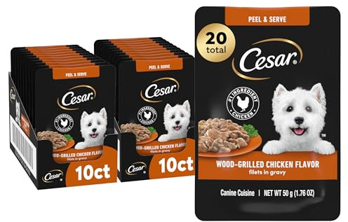 Cesar Filets Mini-Pouch Wet Dog Food, Grilled Chicken, 1.76 oz, 20 Count