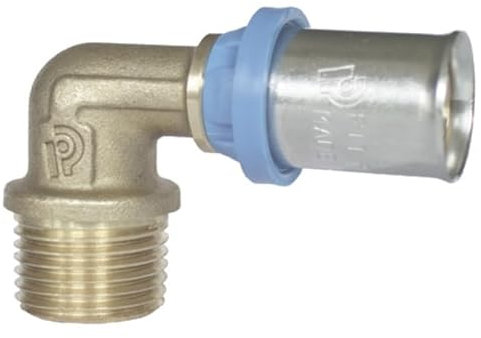 Raccordo curva maschio gomito 90° per tubo multistrato a pressare (16x1/2)