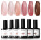 Modelones UV Nagellack 6 Farben Pink Nude Braun Rot Gel Nagellack UV Nageldesign Sets Soak Off Gel Polish für Maniküre Nageldesign Herbst
