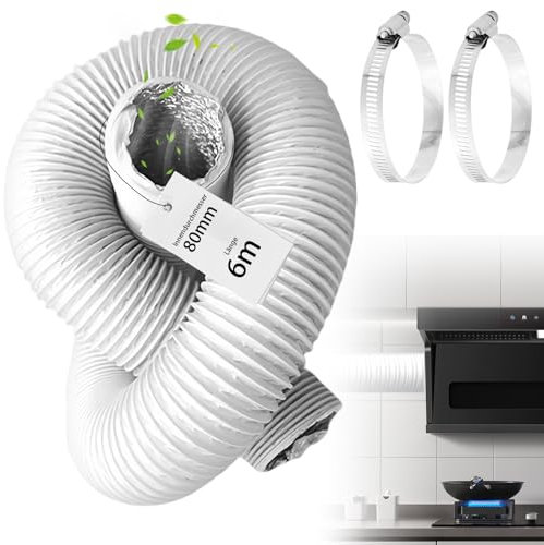 Tuyau d'évacuation d'air - Diamètre : 80 mm - Longueur : 6 m - Flexible - En PVC - Pour climatisation mobile, sèche-linge, hotte aspirante