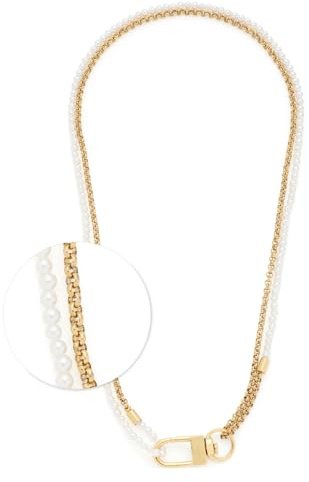 JEWELS BY LEONARDO Halskette Lucinda, mittellange Kette aus goldfarbenem Edelstahl, weiße Imitationsperlen und auffälliger Verschluss, 48 cm doppelt, 96 cm einfach Länge, Schmuck Geschenk, 024329