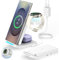 Faltbare 3 in 1 Induktive Ladestation für Samsung, Wireless Charger Kompatibel Samsung Galaxy S25/S24/S23/Ultra/S22/S21/Note 20/10/ Z Flip/Fold 6/5, für Galaxy Watch Ultra/7/6/5, Galaxy Buds-Weiß