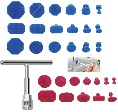 YFPOPONE Car Dent Puller Kit,Car Dent Remover with T Dent Repair Puller and 30 Gasket Suction Cup,Paintless Dent Removal Kit Dent Remover Tool for Car,Dent Remover Suitable for all kinds of car dents