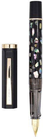 Jinhao 58 Füllfederhalter, Iridium, extra feine Feder mit Muschelschnitzerei, klassisches Design, glattes Schreiben, Füllfederhalter mit Tintenkonverter, Schwarz