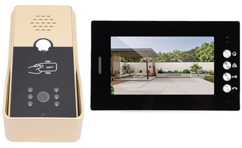 Generic Kit de Teléfono de la Puerta de Intercomunicador de Video para Color de 7 Pulgadas con Múltiples Opciones de Desbloqueo, Hoteles de Apartamentos de Villa (Enchufe de la UE)