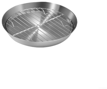 Gdfnmogo Sartén de acero inoxidable con rejilla de refrigeración para cocina, pavo asado, barbacoa, tarta. Bandeja multiusos para asar, apta para lavavajillas (12 cm)