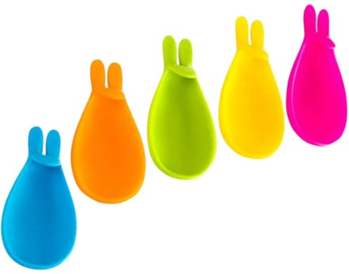 Lurrose Lot de 5 Porte-Sachets de Thé en Silicone de Lapin Accessoire pour Infusion Support Léger Coloré pour Tasses à Thé Usage Domestique