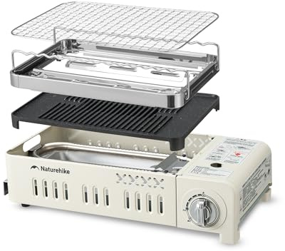 Naturehike Butan Gasspis bärbar Gasgrill Utomhus Campingkök Campinggrill med Grillplatta Grillrost och Väskomslag Gasspis Set för Picknick, Balkong, Trädgård