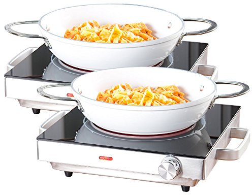 Rosenstein & Söhne Kochplatten: Mobiles Glaskeramik-Kochfeld mit Infrarot-Wärme, 2.000 Watt, 2er-Set (Kochplatten Ceran, Glaskeramik Kochplatte, Induktionskochplatte)
