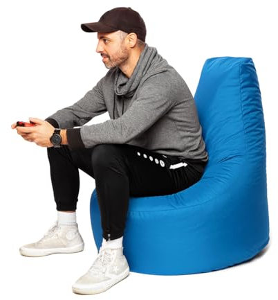 Patchhome Sillón gamer – 2 tamaños – 25 colores XXL – 80 cm de diámetro, 30 cm de altura del asiento, 90 cm de altura, color azul real