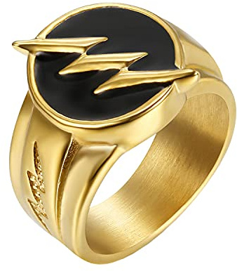 PAURO Anillo Hombres Acero Inoxidable Motociclista Brillo Trueno Sello, Acero inoxidable