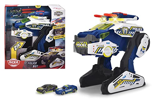 Dickie Toys - Polizei-Fahrzeug Police Bot (35 cm) futuristisches Polizeiauto (groß) mit Transform-Funktion & weiteren Features, Spielzeug Licht Sound für Kinder ab 3 Jahren, Mehrfarbig, 203794001