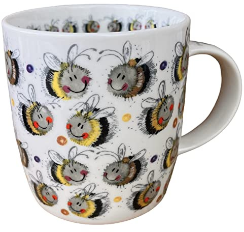 Alex Clark Busy Bees Mug - from an Original Artwork - Cup for Nature Lovers - Gift Ideas - Perfect for Coffee & Tea - Vegan Friendly - Designed in The UK...