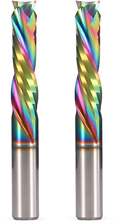 Spiral Router Bits Up Down Compression Bit with DLC Coating, 1/4 inch Cutting Diameter, 1 Cutting Length,1/4 inch Shank Solid Carbide CNC End Mill for Wood Carving Engraving Grinding Grooving (2)
