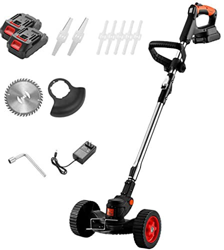 Tondeuse à gazon électrique manuelle, tondeuse à gazon sans fil à batterie au lithium avec roues amovibles et affichage de l'alimentation LED, coupe-herbe sans fil 3 en 1, tondeuse à gazon pliante