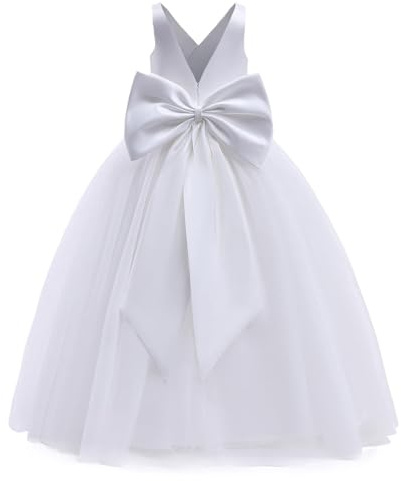 Abito da Cerimonia Nuziale per Ragazze di Fiori Abito da Spettacolo Abito Lungo Formale Senza Schienale in Abiti da Comunione Abito Comunione Bambina Abito Bambina Cerimonia