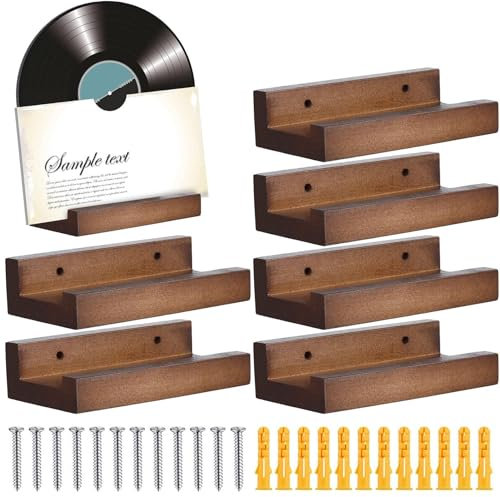 lyanny 6 Stück Schallplatten Wandhalterung, Acryl Schallplatten Display Ständer, Acryl-Vinyl-Regal, Schallplatten-Aufbewahrung, Album-Regalhalterung, hängende Aufbewahrung, LP-Halter