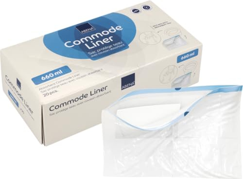 ABENA Commode Liners | Absorbs up to 660ml | Box of 20 | Highly Absorbent pads | Ideal for Commode Chairs and Commode Toilet | Suitable for any commode toilet chair